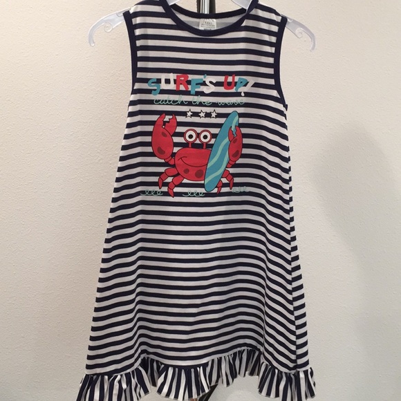 Sleeveless crab surfs up stripe girl dress 3XL - Picture 1 of 2